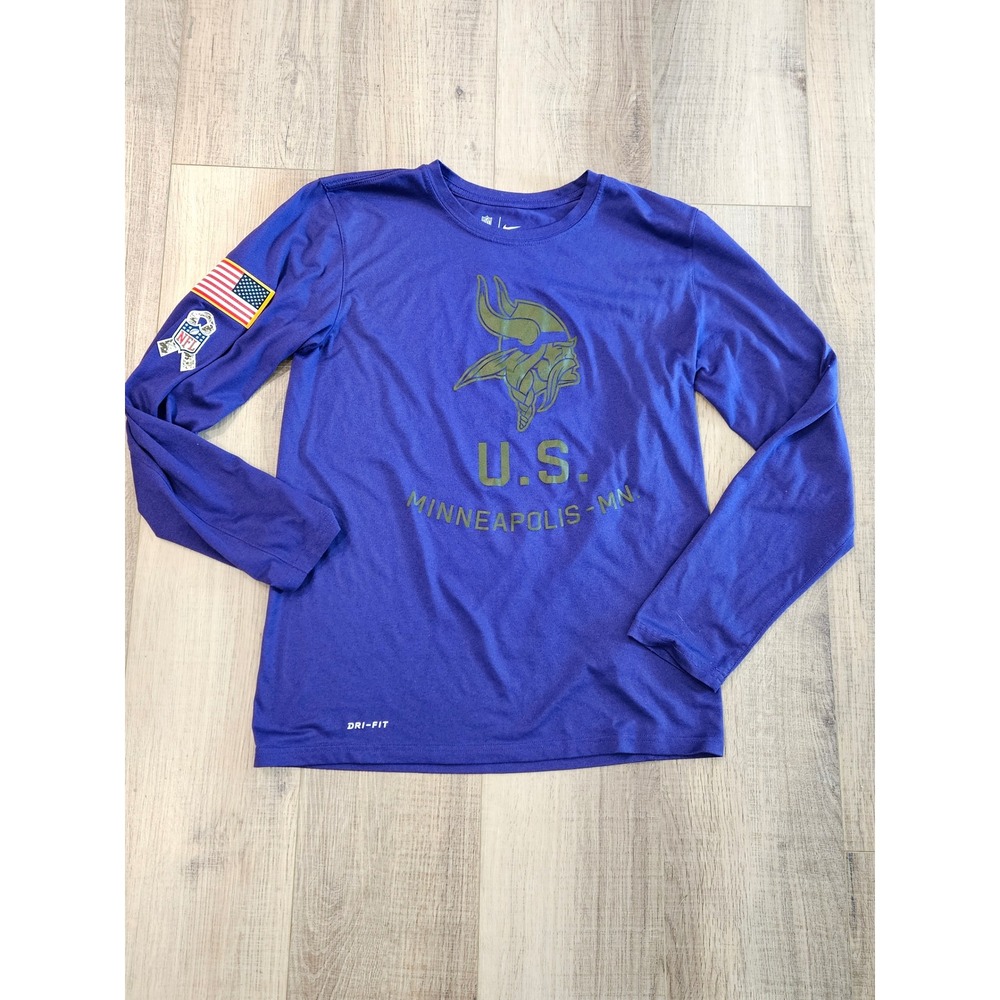 Nike Minnesota Vikings Salute to Service Shirt Men's Small Dri-FIT Long Sleeve